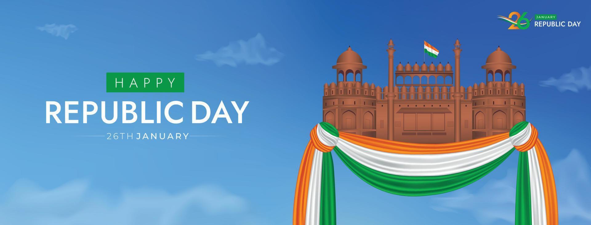 26 de enero día de la república india 74 celebración publicación en redes sociales vector