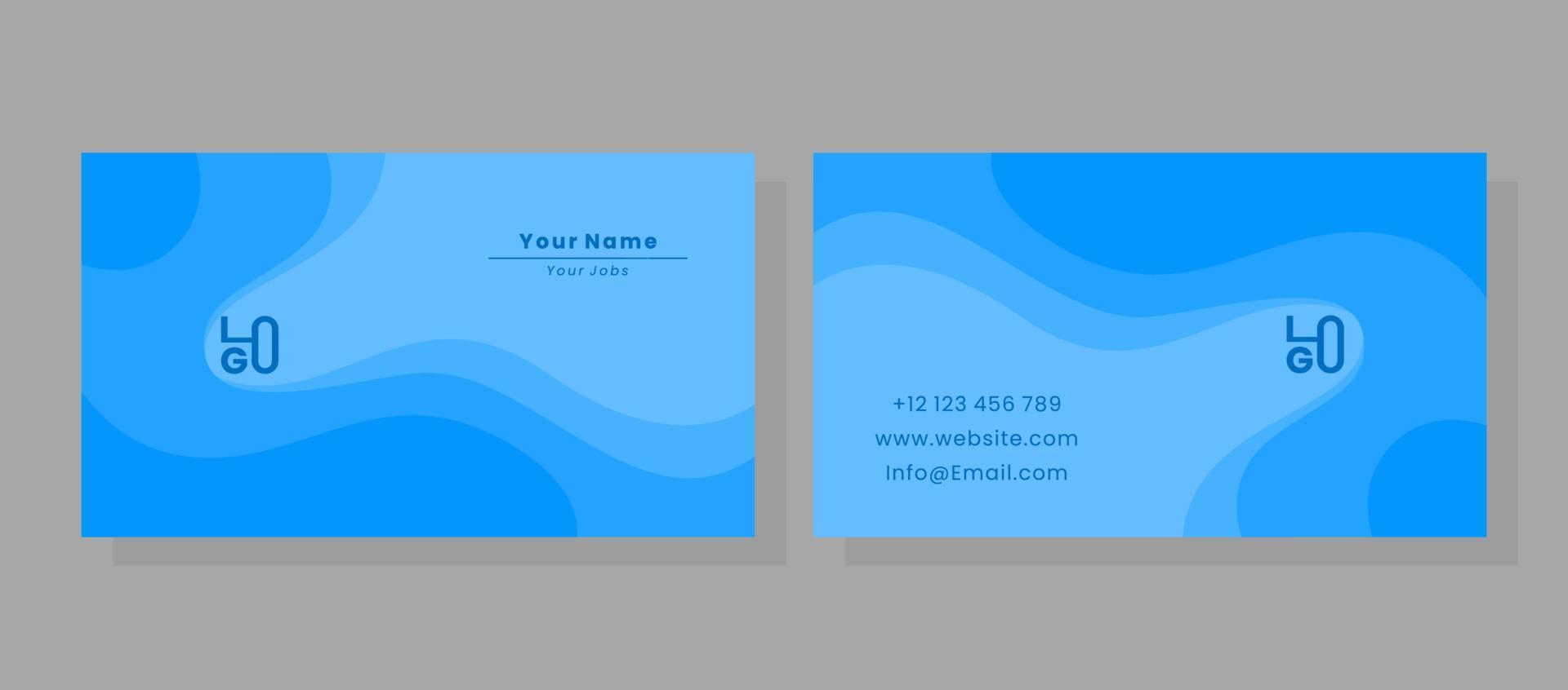 vector illustration business card template in blue color for company