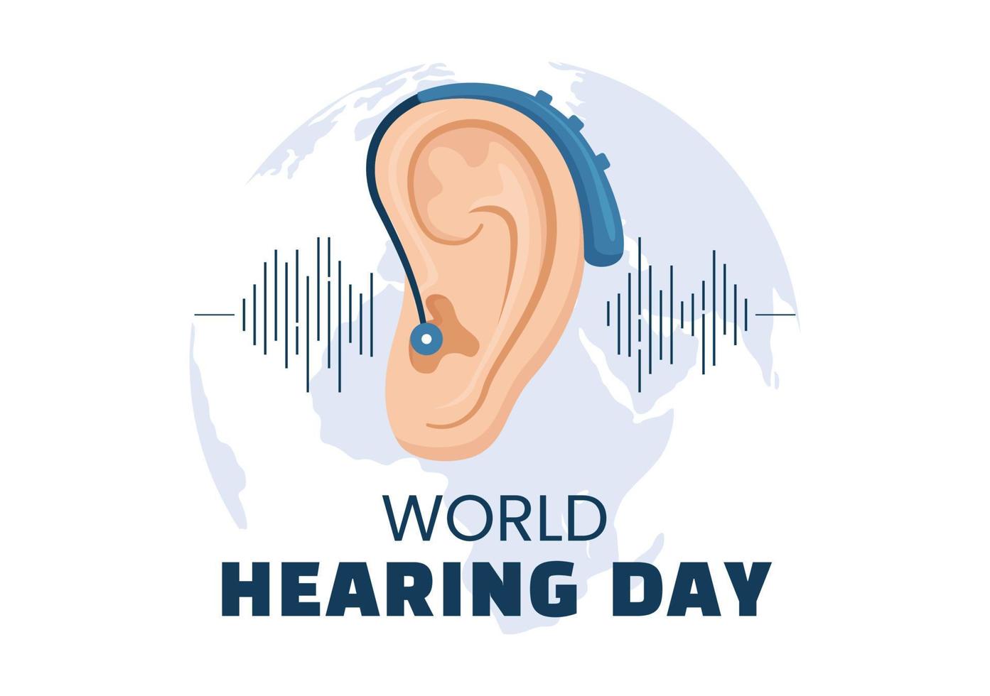 World Hearing Day Illustration to Raise Awareness on How to Prevent Deafness for Web Banner or Landing Page in Flat Cartoon Hand Drawn Templates vector