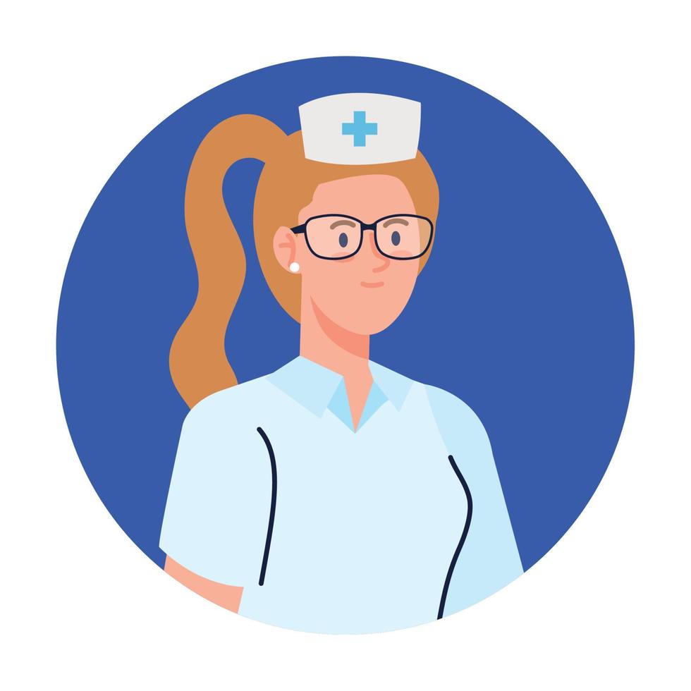 nurse with uniform, female nurse in frame circular vector