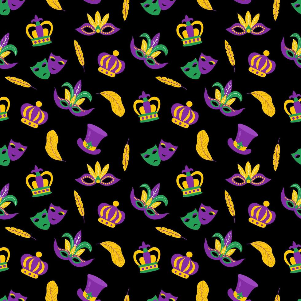 Seamless pattern Mardi Gras carnival. Design for fabric, textile, wallpaper, packaging. vector