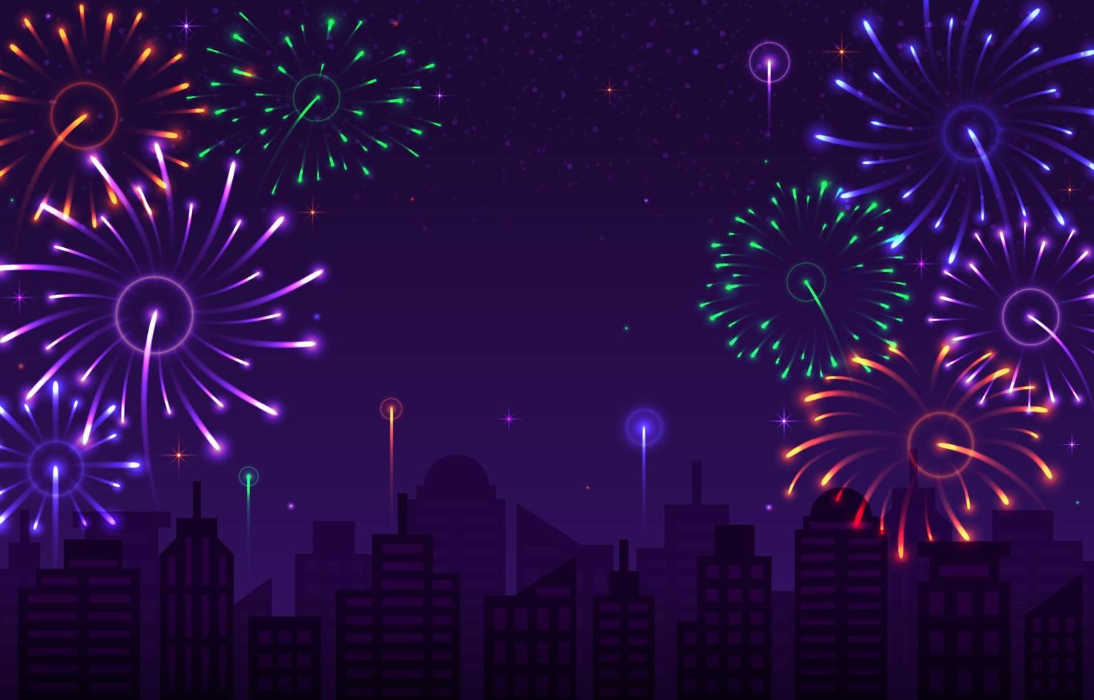 Colorful Fireworks Background Template vector