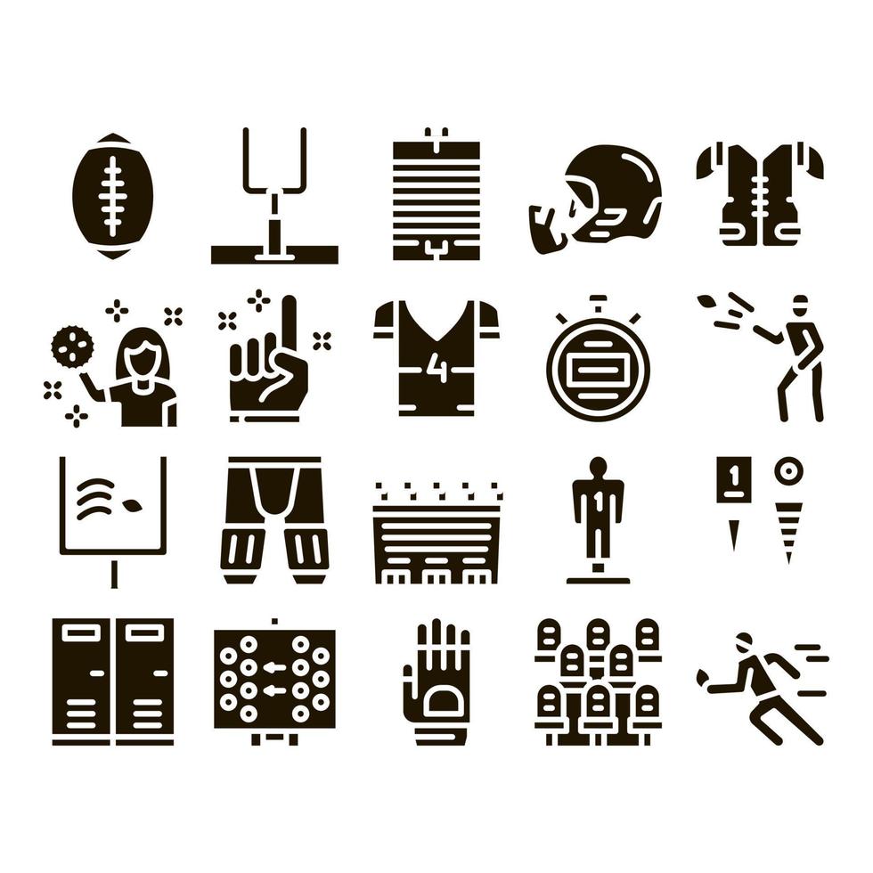 Rugby Sport Game Tool Glyph Set Vector