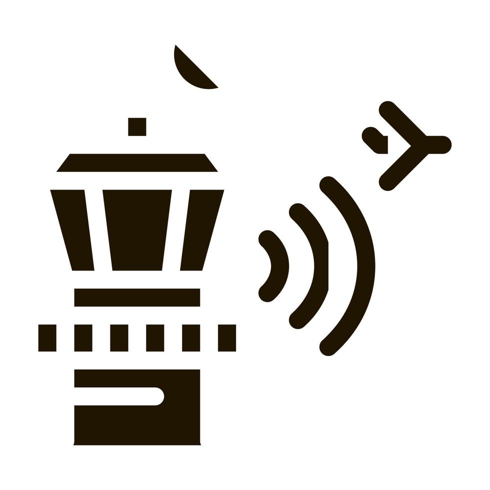 Airport Control Tower Radar Icon Vector