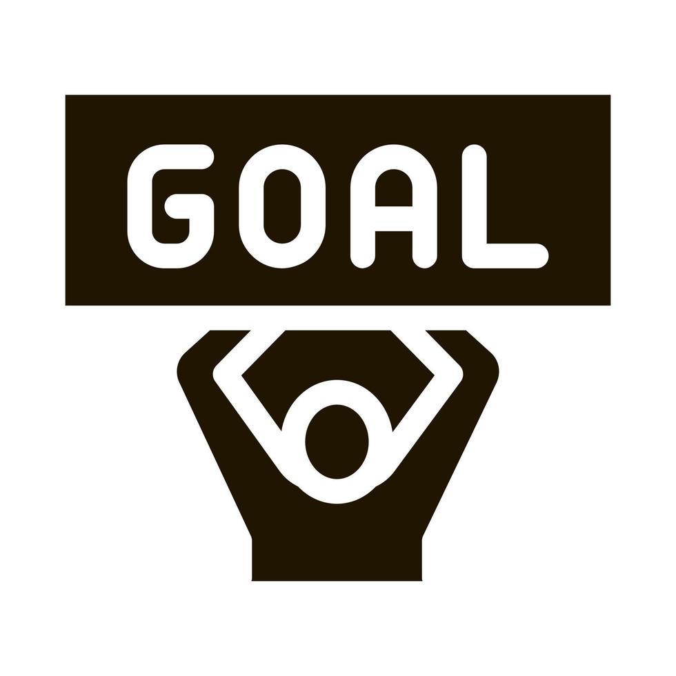 Man with Sign Goal Vector Glyph Illustration