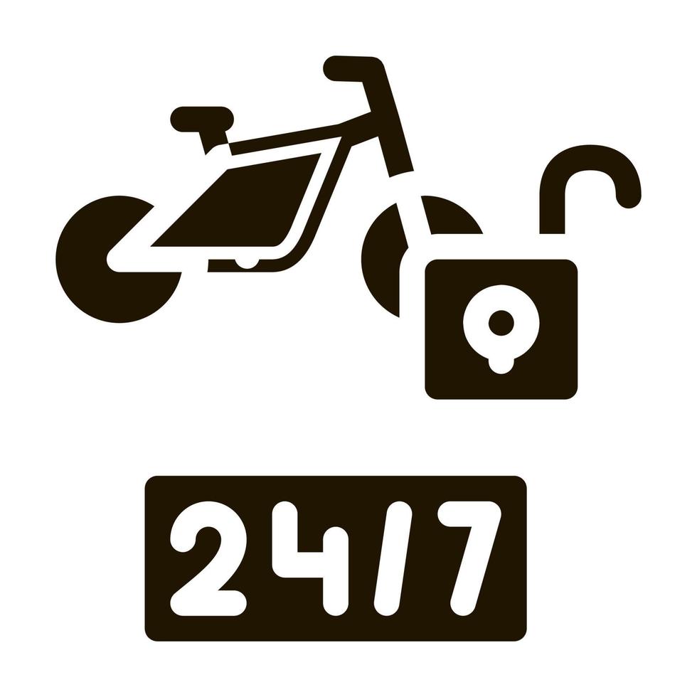 Ilustración de glifo vectorial de icono de servicios de bicicletas compartidas las 24 horas vector