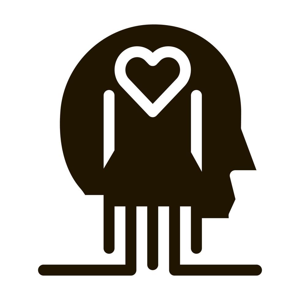 ilustración de glifo de vector de icono de trabajo de corazón y cerebro