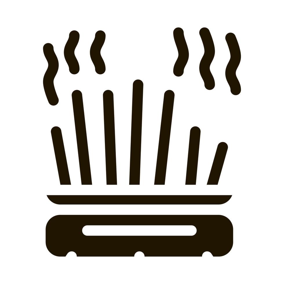 cast-iron pot with chopsticks icon Vector Glyph Illustration