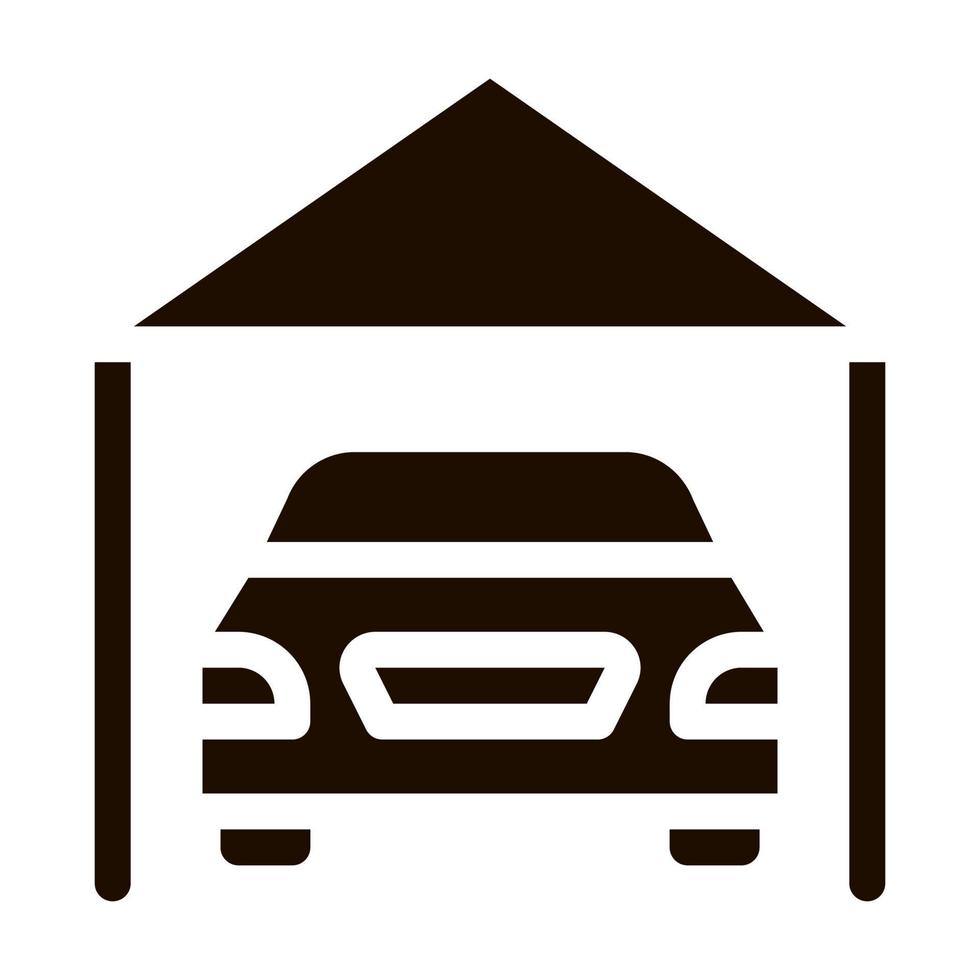 Garage Shed With Car Vehicle Vector Icon