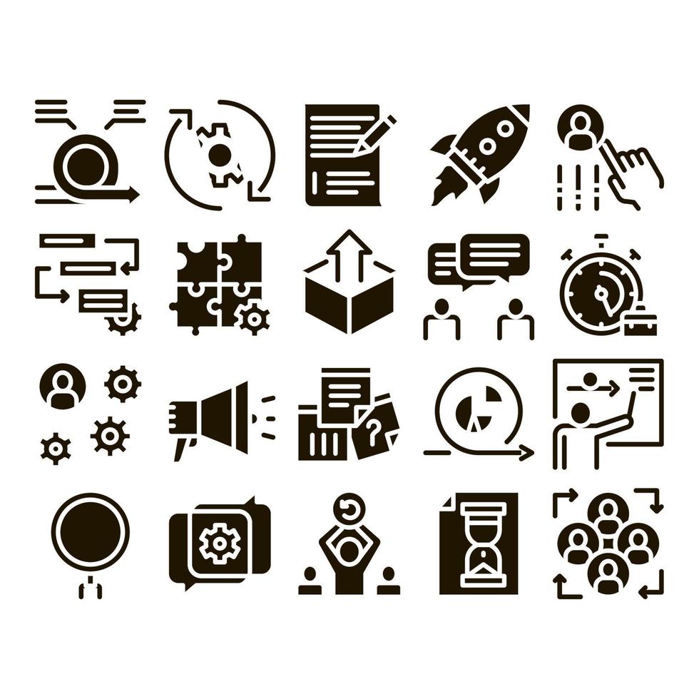 conjunto de iconos de vector de elementos de colección ágil de scrum