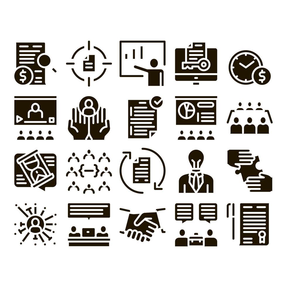 Contract Collection Elements Icons Set Vector