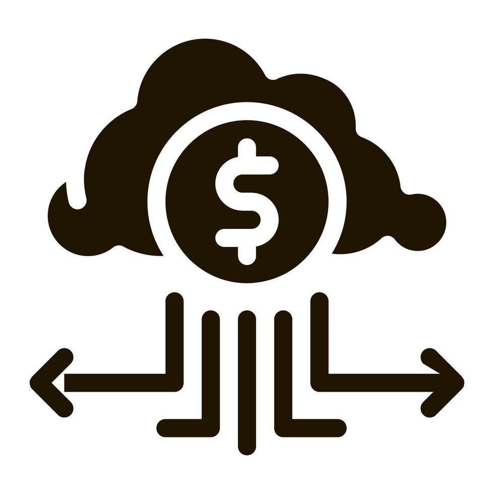 Charge Money Through Cloud Storage Icon Vector Glyph Illustration