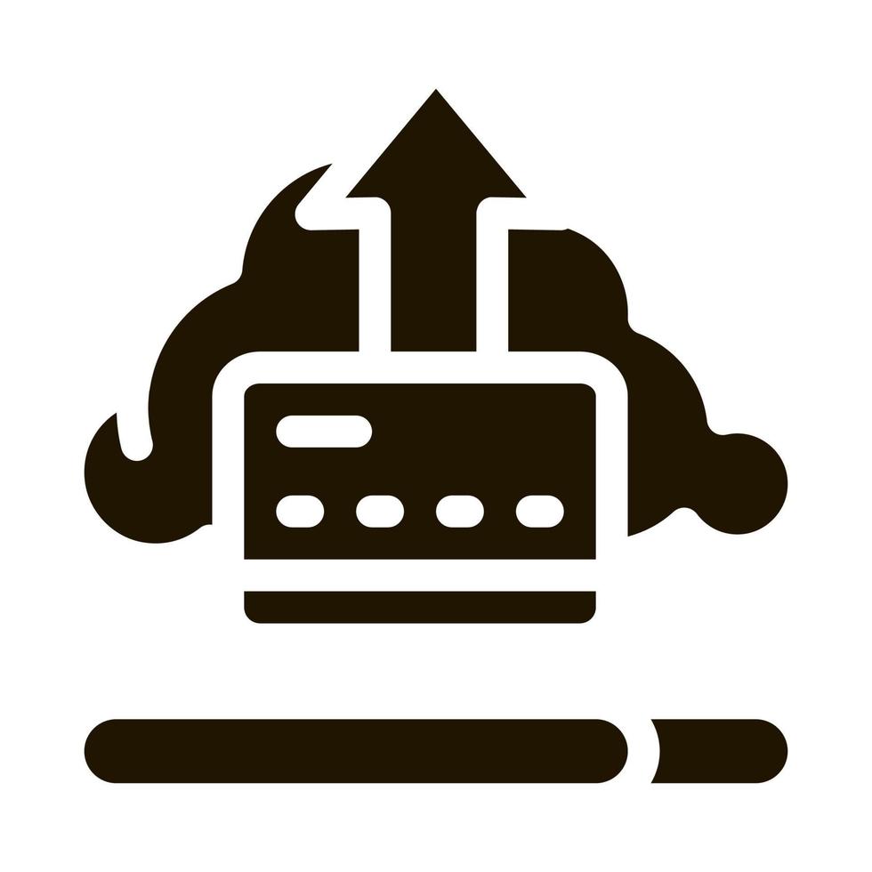 Write-Off Data Through Cloud Storage Icon Vector Glyph Illustration