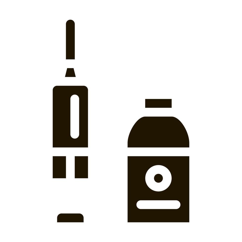 Syringe and Medicine Beaker Icon Vector Glyph Illustration