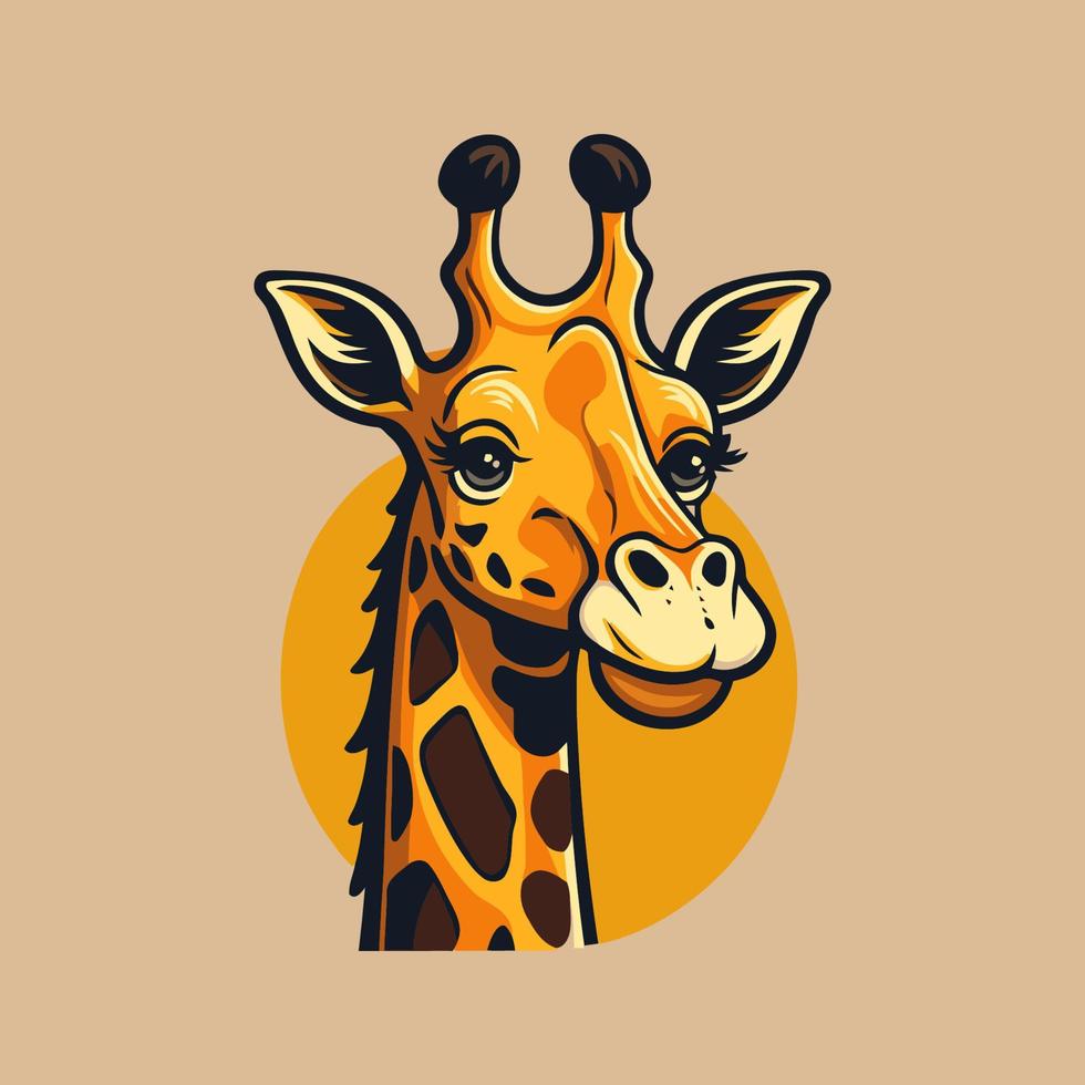 giraffe logo animal character logo mascot vector cartoon design template