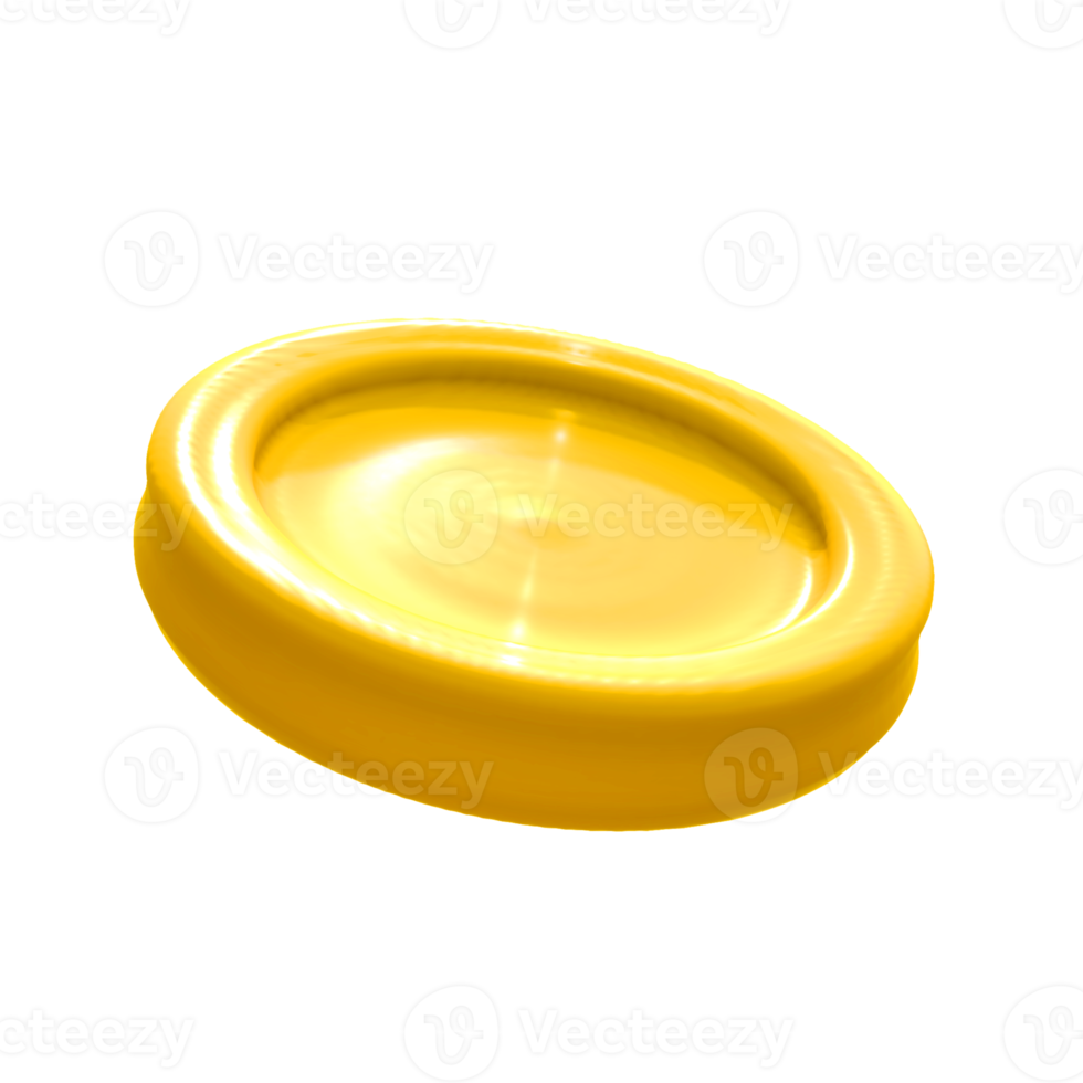 Cute yellow coin 3d rendering png