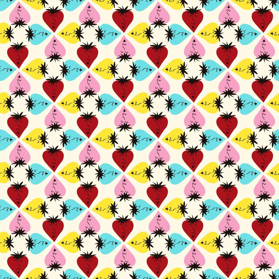 Valentines Day pattern with ugly funky hearts. Groovy cute love characters vector