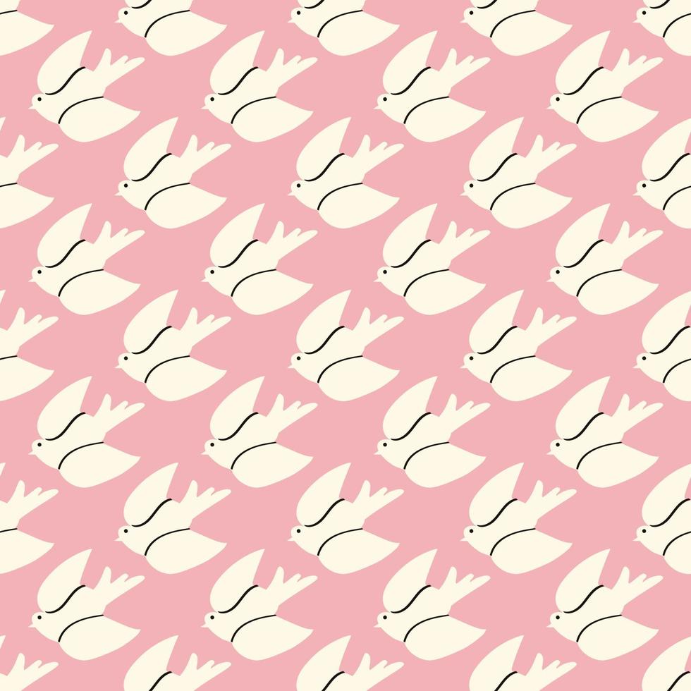 dove seamless pattern. The dove bird is a symbol of peace. vector drawing in doodle style