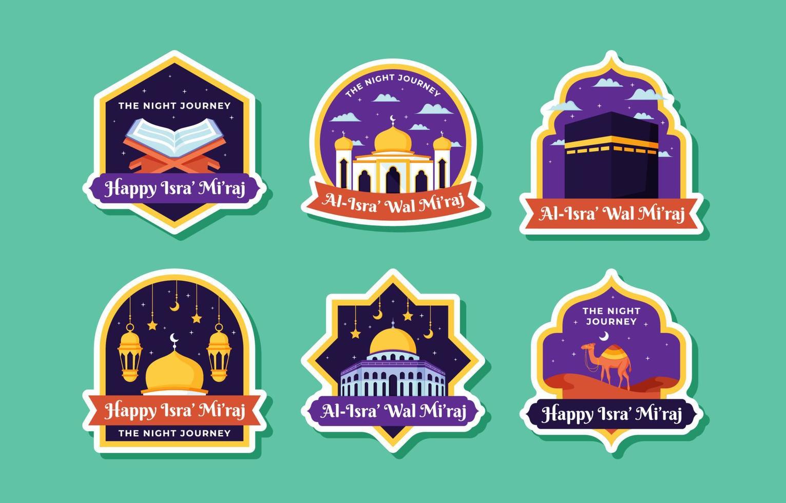 Isra Miraj Greeting Sticker vector