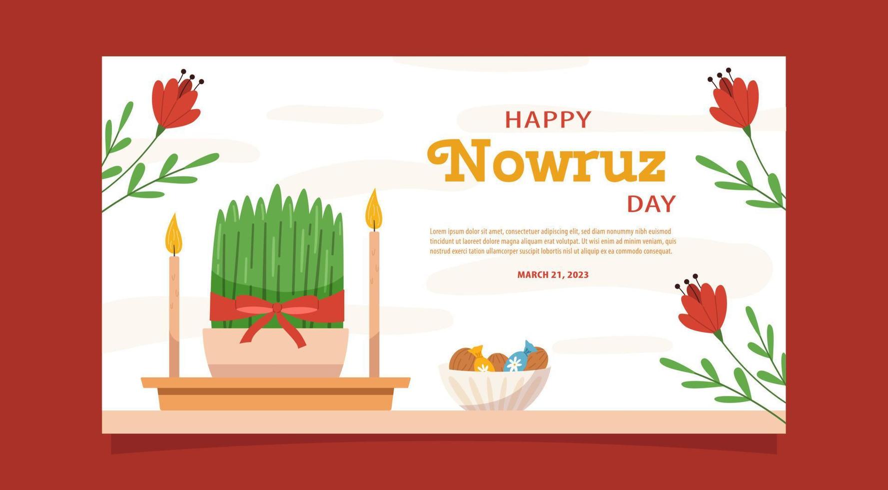 Happy Nowruz horizontal banner vector