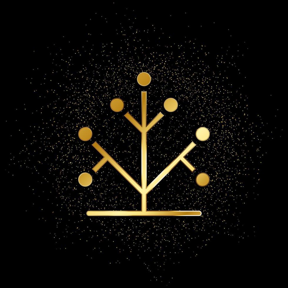 genética, árbol, icono de oro de adn. ilustración vectorial de fondo de partículas doradas. icono de vector de oro