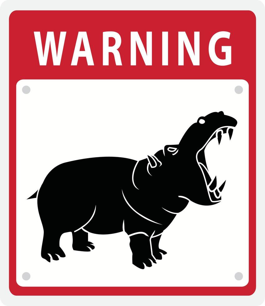 Illustration of hippo Caution Sign vector