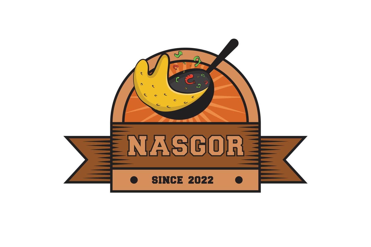 logotipo de nasi goreng vintage vector