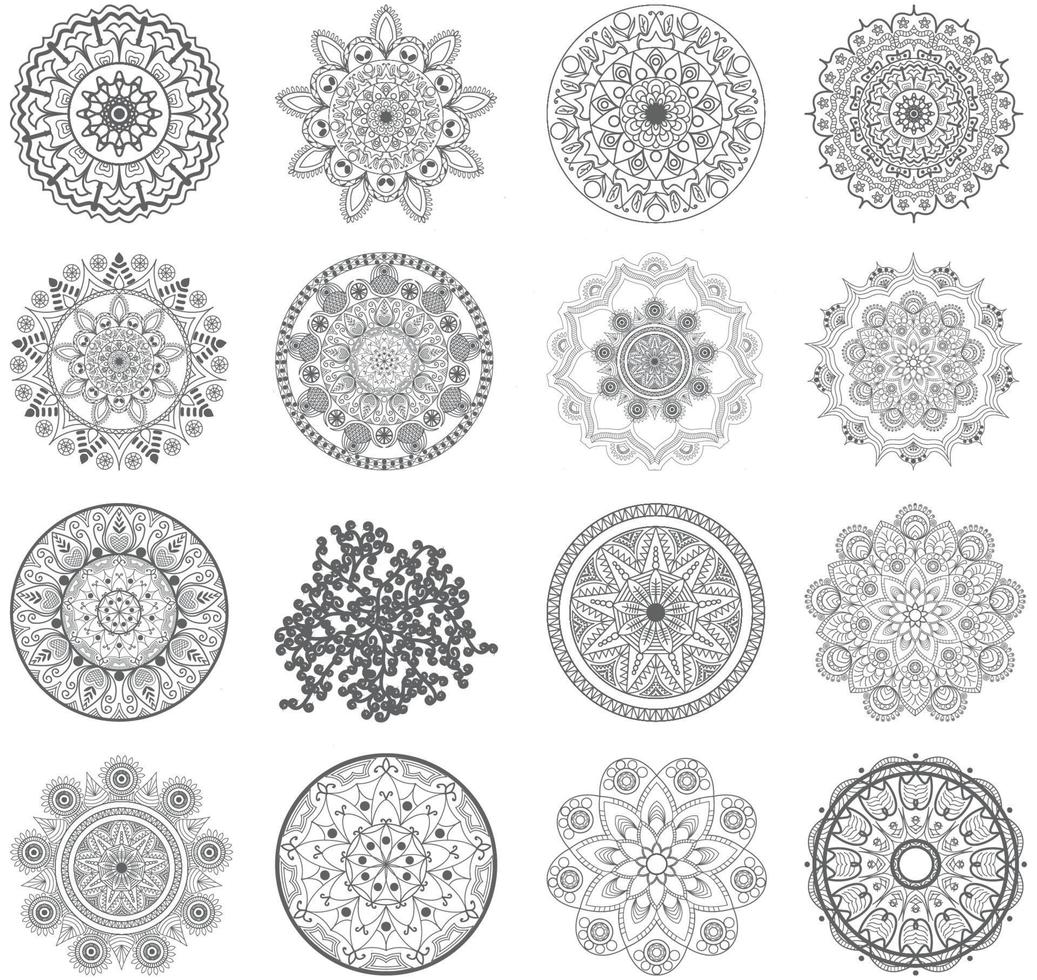 15 beautiful mannddala vectors. Oriental pattern, vector illustration.