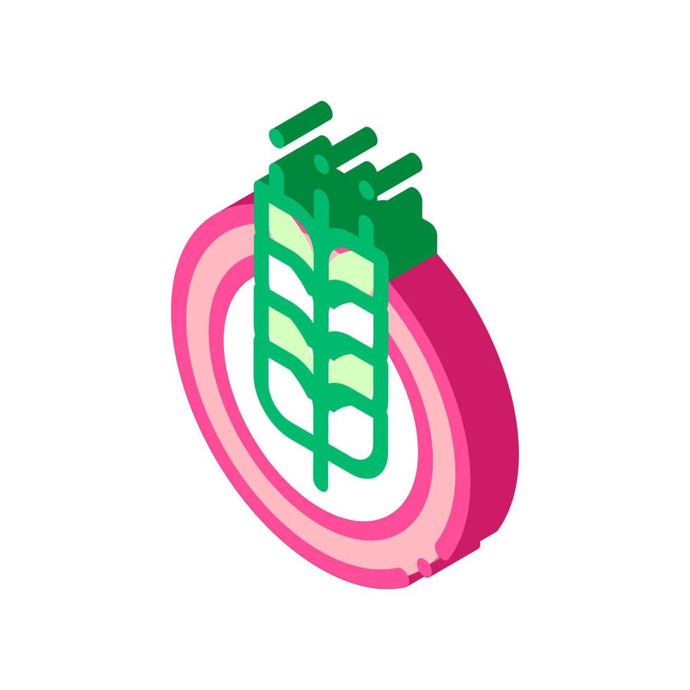 Wheatear In Round Frame isometric icon vector illustration