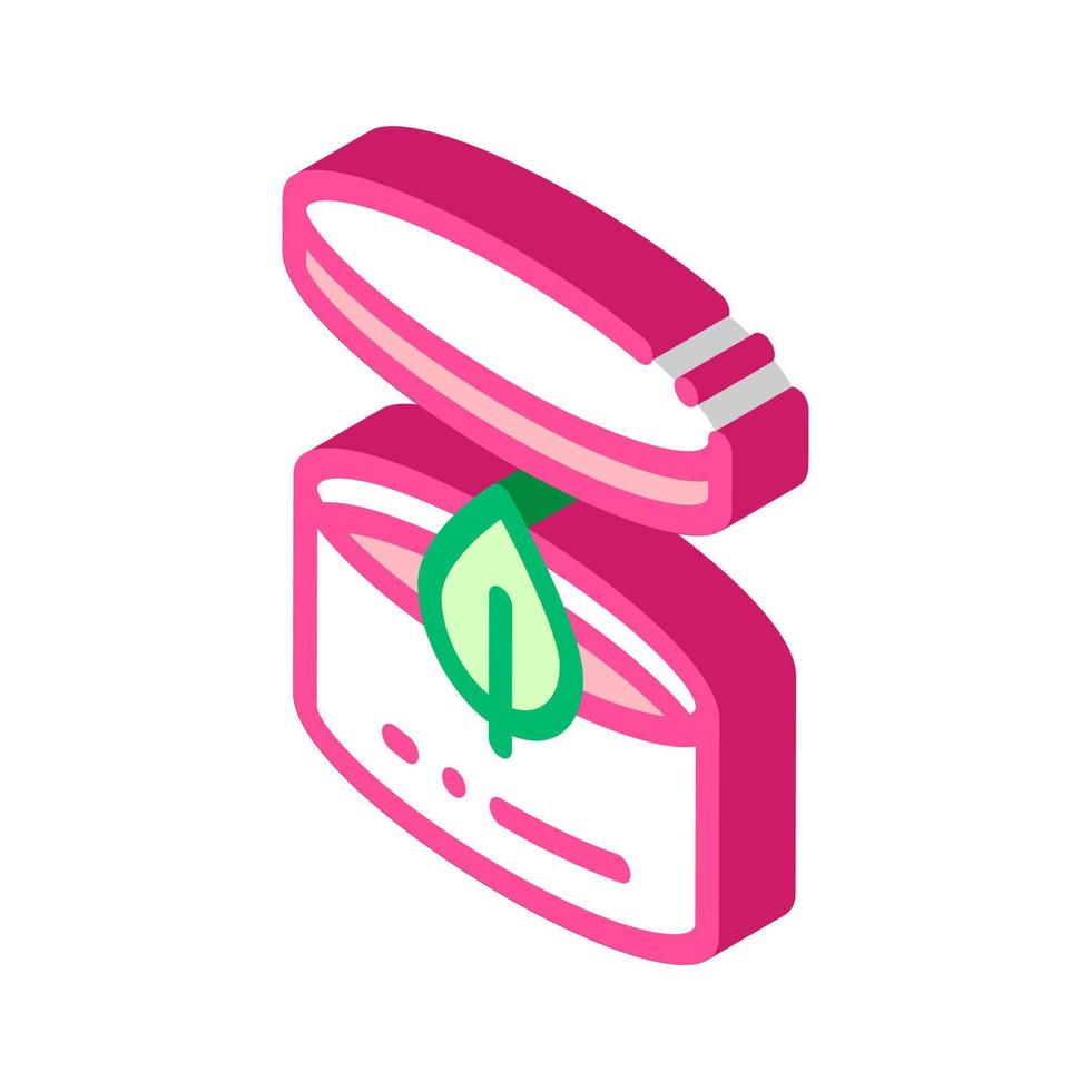 Cream Container And Leaf isometric icon vector illustration
