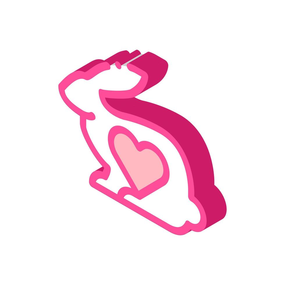 Animal Rabbit And Heart isometric icon vector illustration