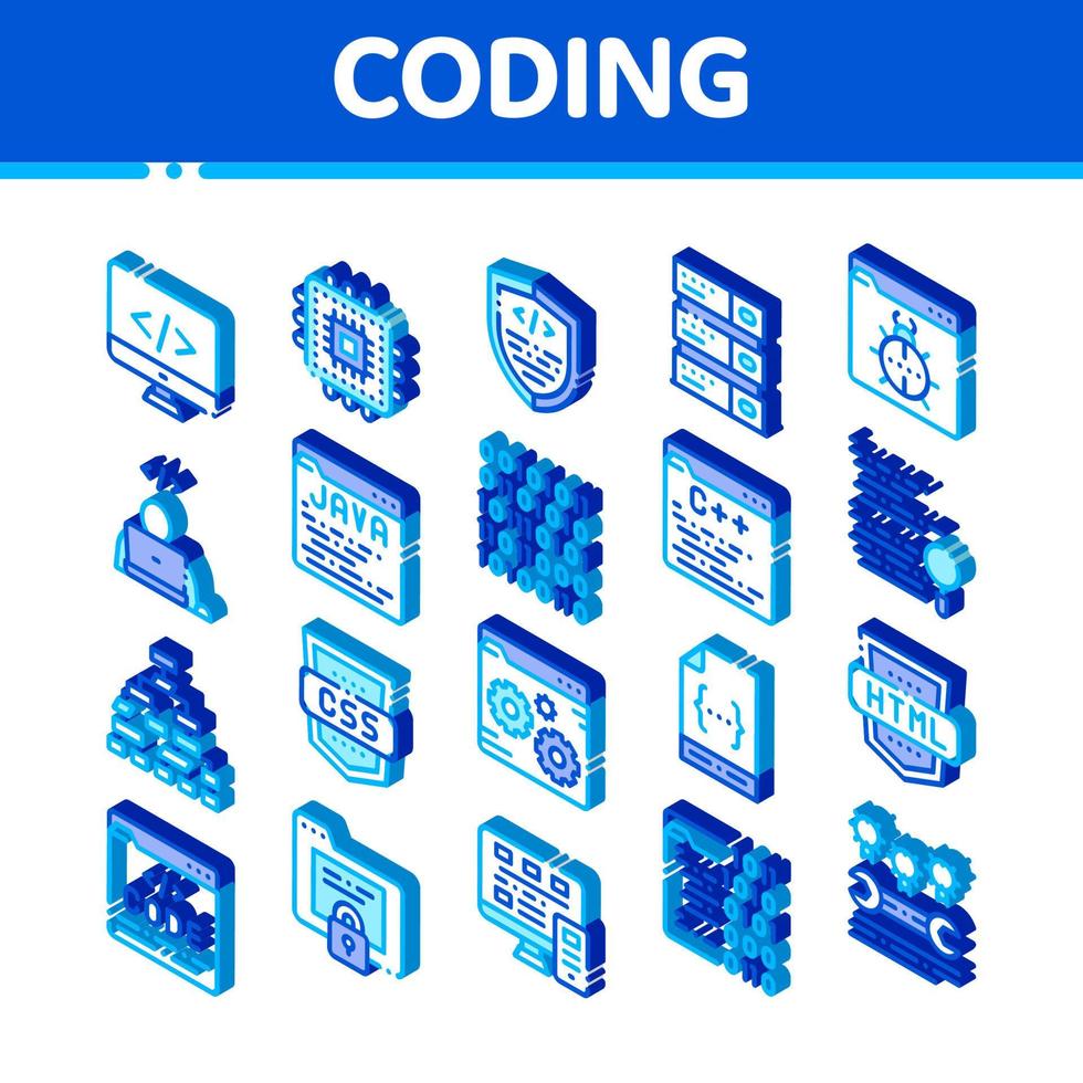 sistema de codificación vector conjunto de iconos isométricos