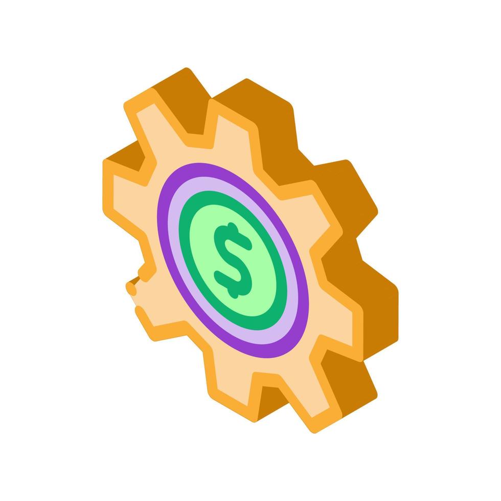 Gear Dollar Coin isometric icon vector illustration