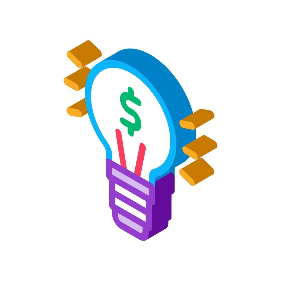 lámpara de luz dinero icono isométrico ilustración vectorial vector