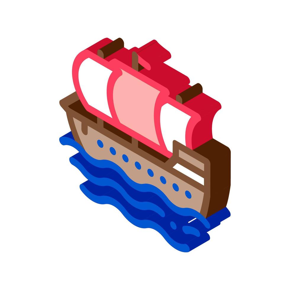 Pirate Sail Boat isometric icon vector illustration