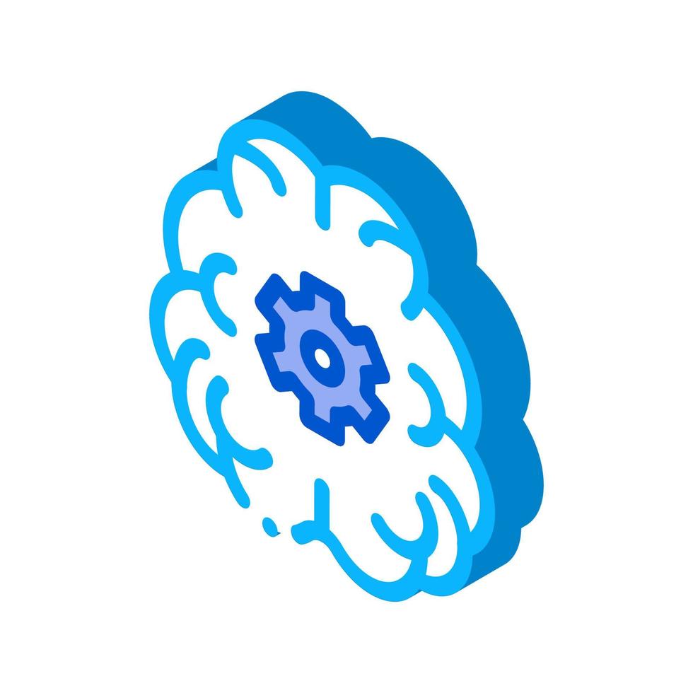 Human Brain Gear isometric icon vector illustration
