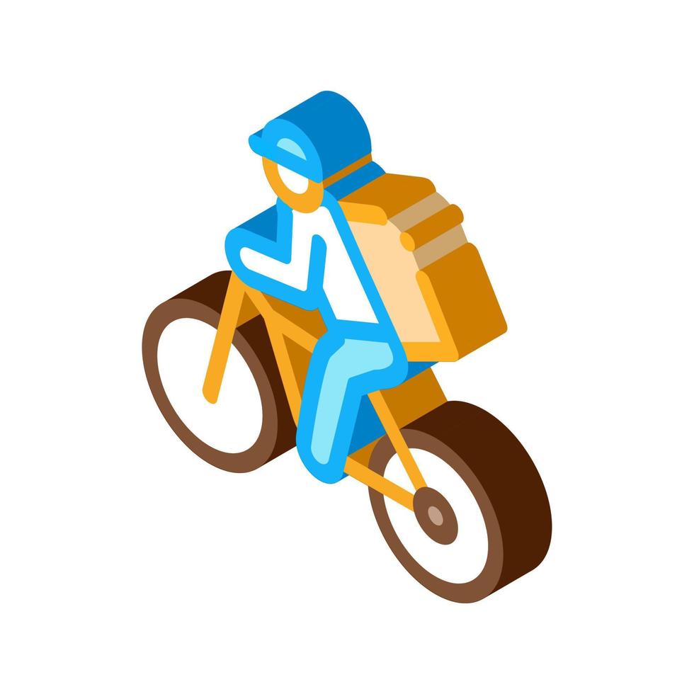 Courier Delivery by Bicycle isometric icon vector illustration