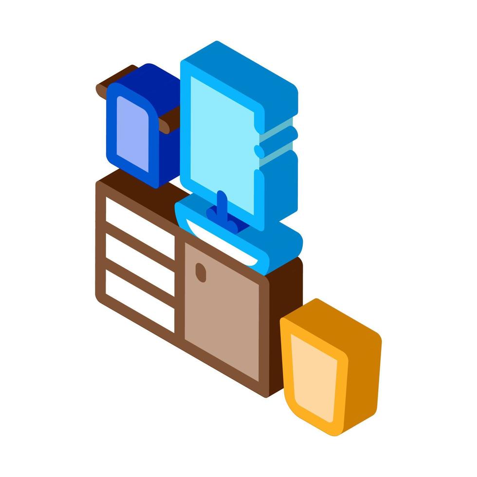 Washbasin with Mirror isometric icon vector illustration