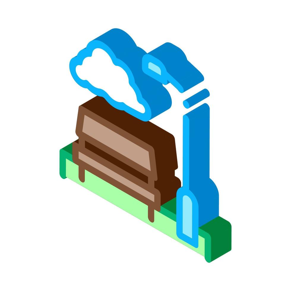 Park with Benches isometric icon vector illustration