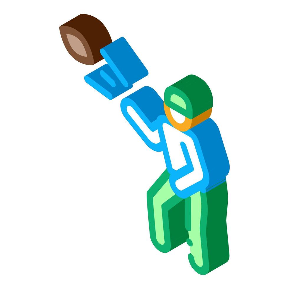 Rugby Player Throws Ball isometric icon vector illustration