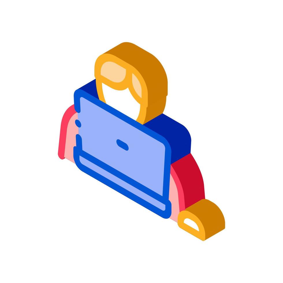 Man Play Laptop isometric icon vector illustration