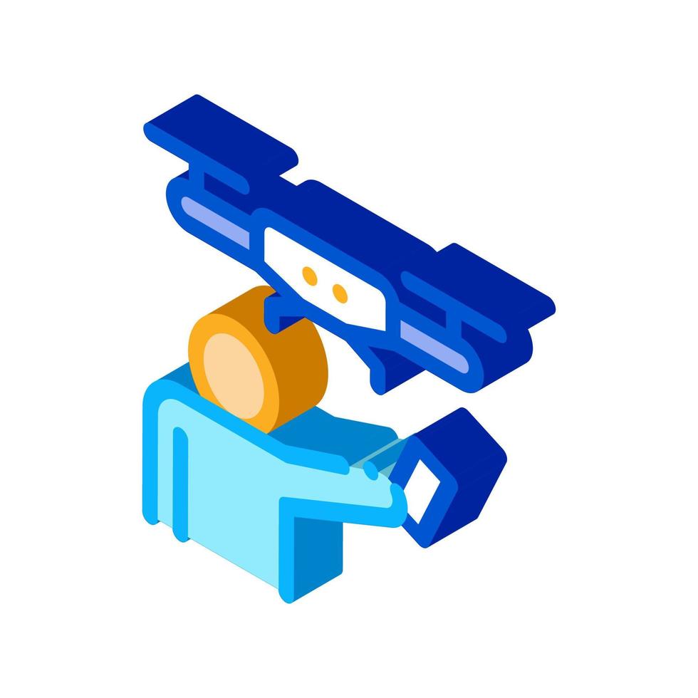 Human And Drone isometric icon vector illustration