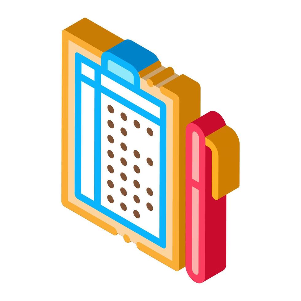 Pen And List isometric icon vector illustration