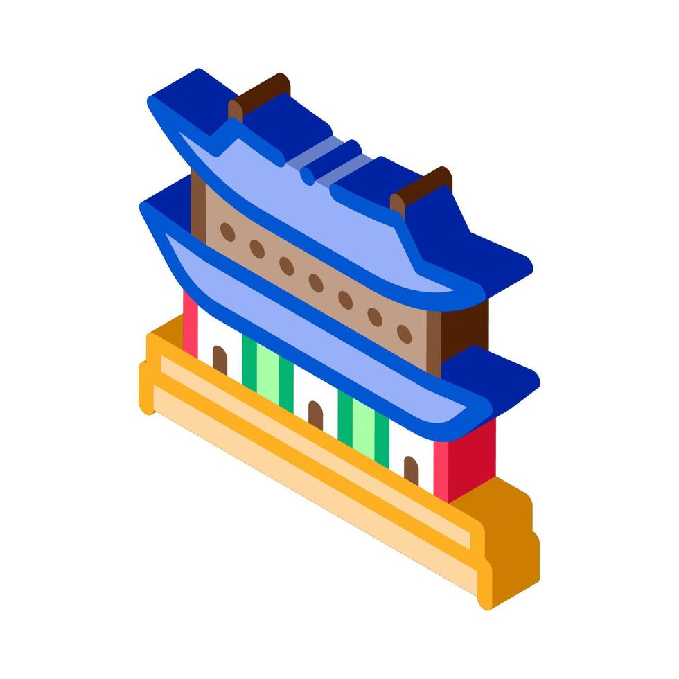 Korean Building isometric icon vector illustration