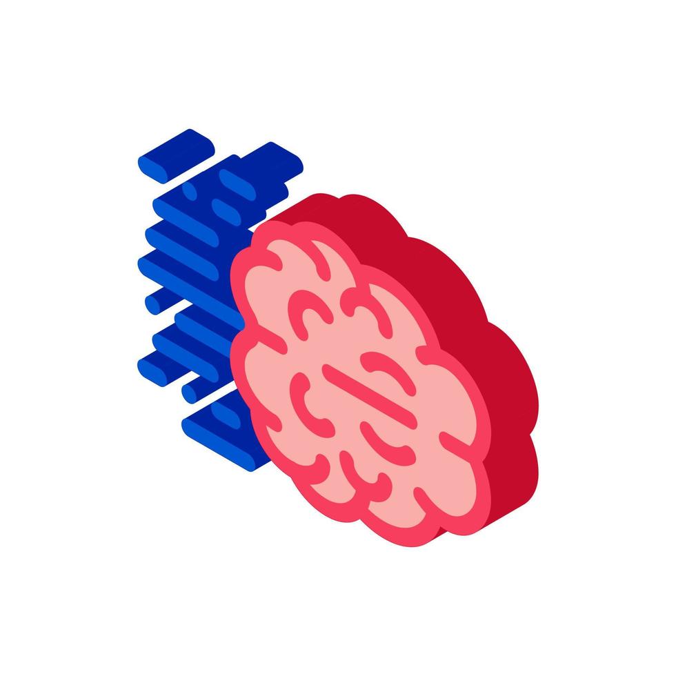 Ilustración de vector de icono isométrico de cerebro de pensamiento rápido