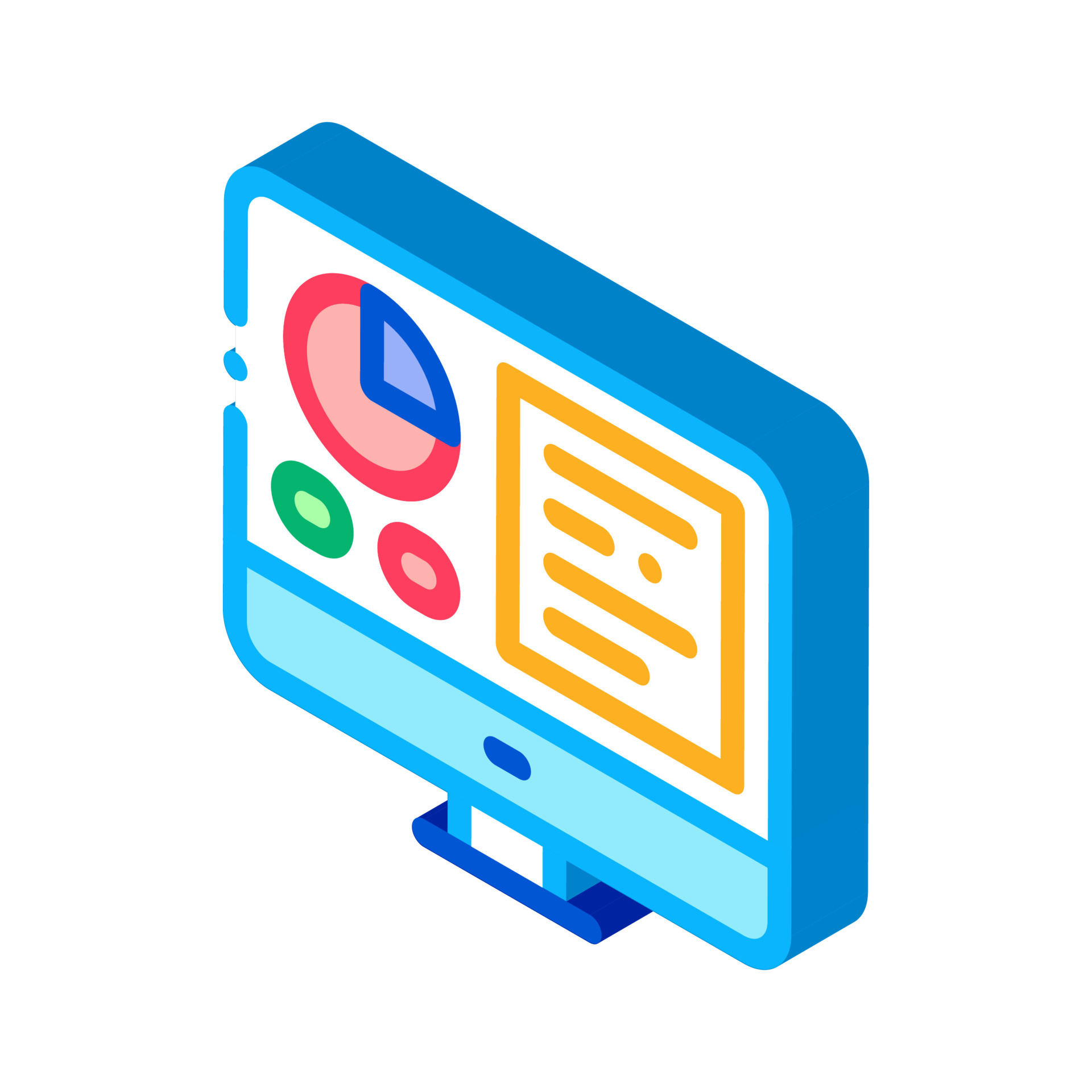 Analytics On Computer Screen isometric icon vector illustration ...