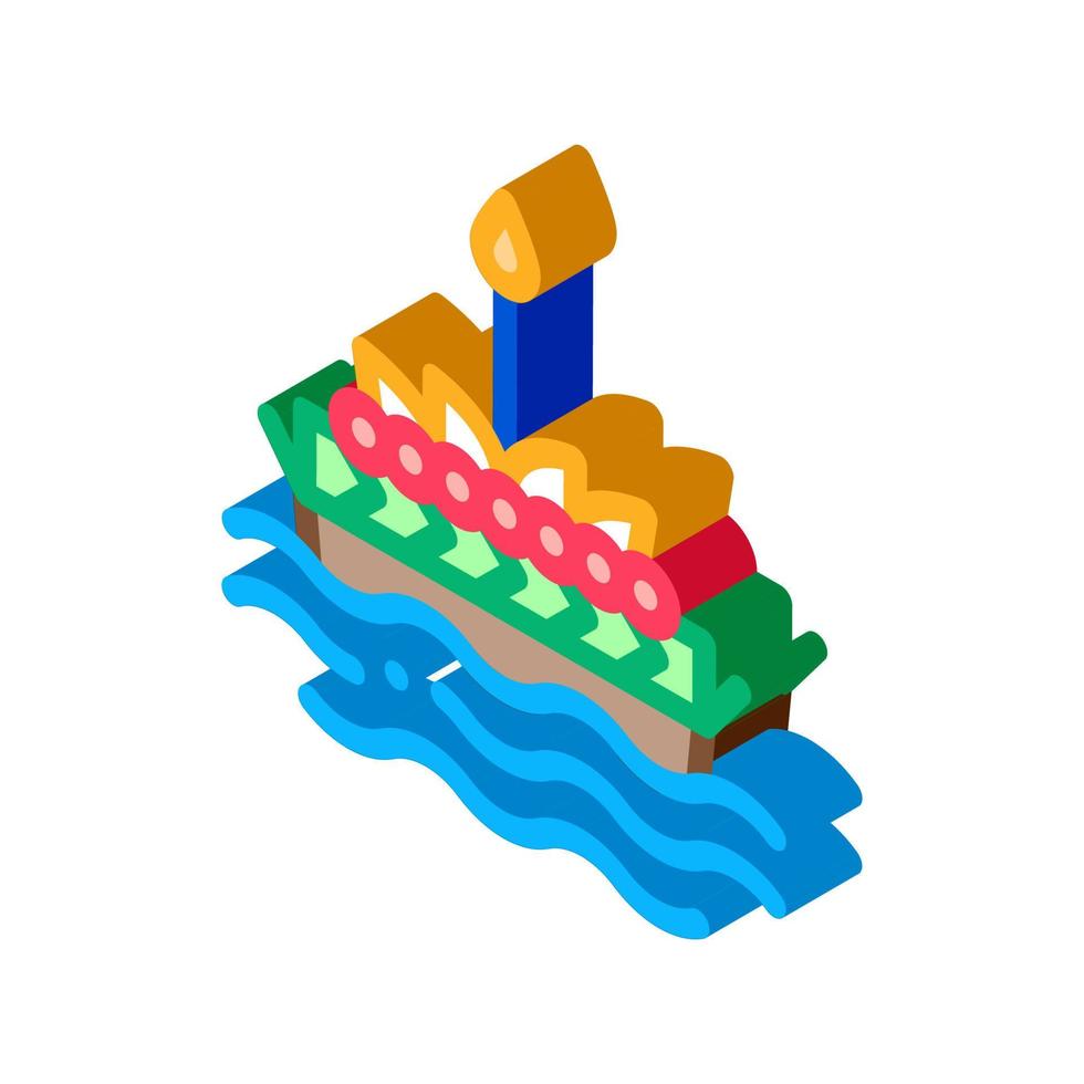 Boat Filled Flowers Thailand isometric icon vector illustration