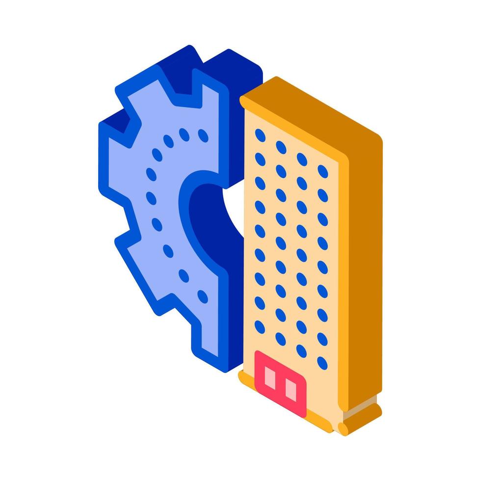 Skyscraper Gear isometric icon vector illustration