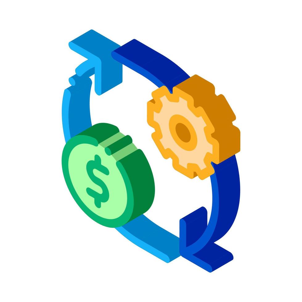 Gear Change Money isometric icon vector illustration