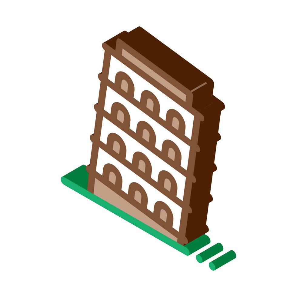 Pisa Tower Isometric Icon Vector Illustration